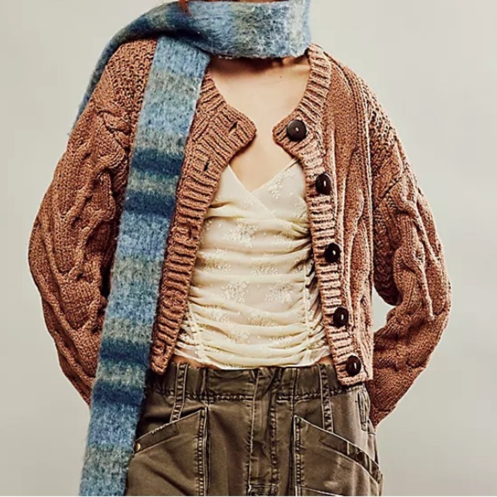 Free People Bonfire Cable Knit Cardigan